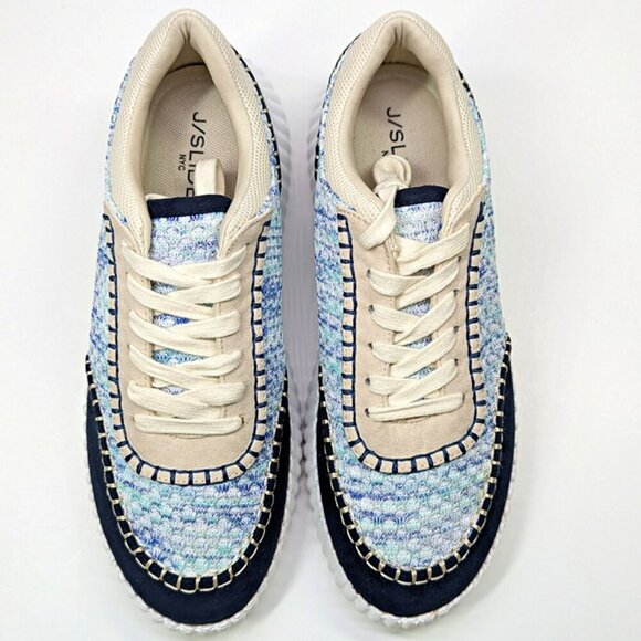 J/Slides Charlene Women's Navy Beige Whipstitch Sneaker Size 9 (MSRP $79) - Picture 3 of 9